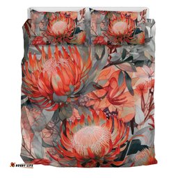 Australia Waratah Bedding Set - Red Orange Waratah Flowers Art Bedding Set