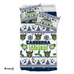 Canberra Raiders Christmas Bedding Set - Canberra Raiders Special Ugly Christmas Bedding Set