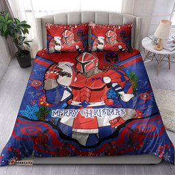 Newcastle Knights Christmas Bedding Set - Custom Merry Christmas Newcastle Knights Indigenous Bedding Set