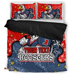 Sydney Roosters Custom Bedding Set - Team With Dot And Star Patterns For Tough Fan Bedding Set