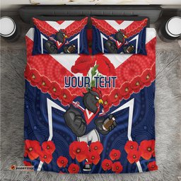 Custom Roosters Rugby ANZAC Bedding Set Sydney Gallipoli Soldier With Aboriginal Art