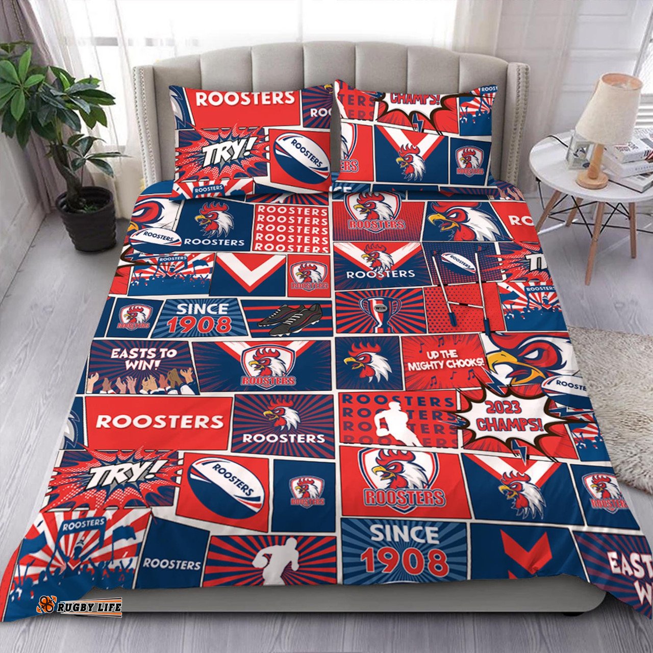 Sydney Roosters Bedding Set - Team Of Us Die Hard Fan Supporters Comic Style