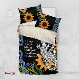 Australia Autism Awareness Bedding Set Brave Strong Aussie Lizard Aboriginal Art