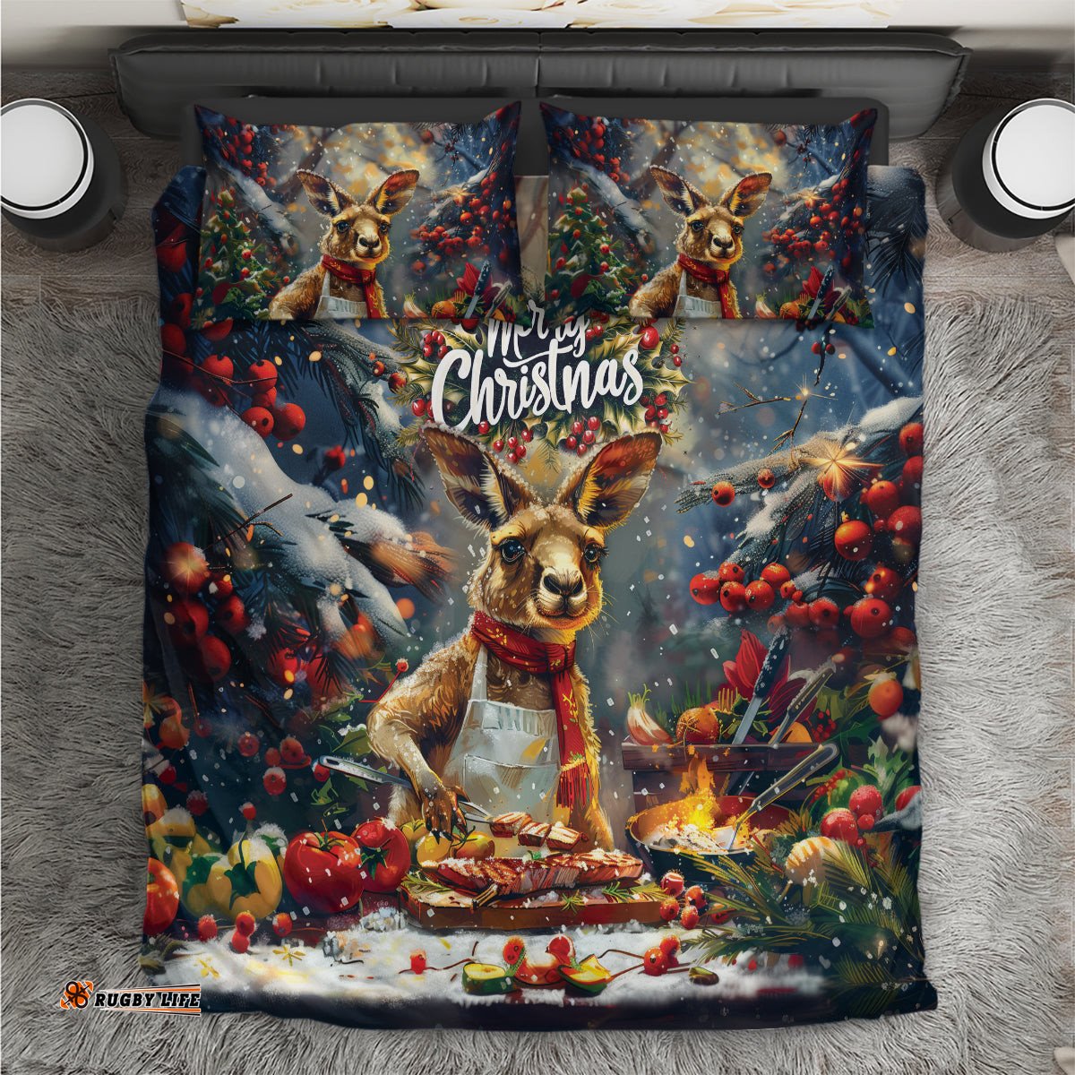 Kangaroo Chef Christmas in July Bedding Set