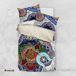Custom NAIDOC Week 2024 North Melbourne Kangaroos Bedding Set Australia Aboriginal Dot Painting DT02