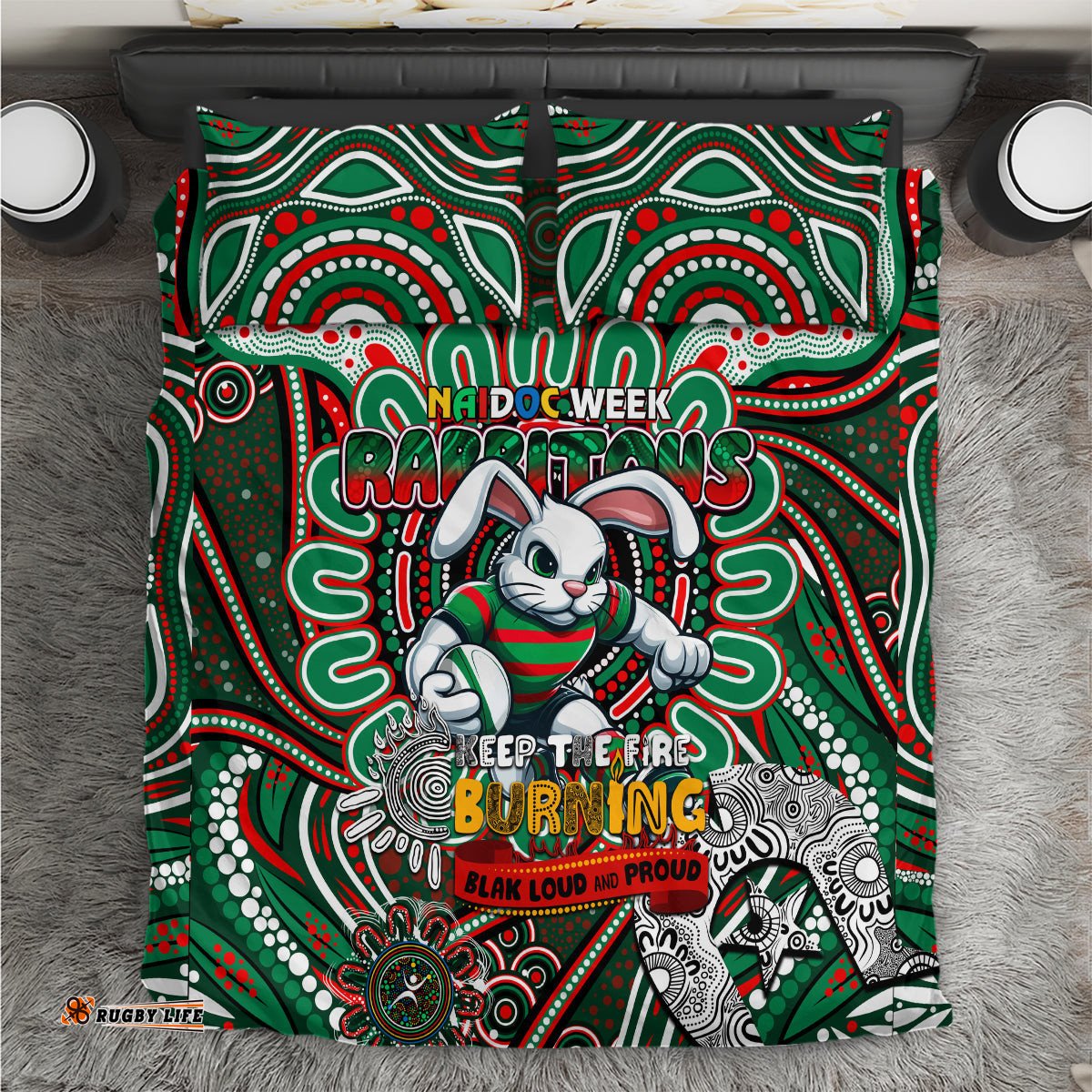 NAIDOC Week 2024 Rabbitohs Bedding Set Mascot Rugby DT02