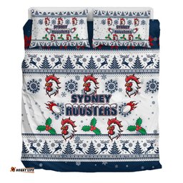 Sydney Roosters Christmas Bedding Set - Sydney Roosters Special Ugly Christmas Bedding Set