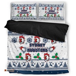 Sydney Roosters Christmas Bedding Set - Sydney Roosters Special Ugly Christmas Bedding Set