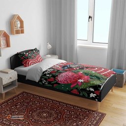 Personalised Australia Waratah And Superb Fairywren Bedding Set Aboriginal Art