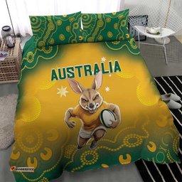 Australia Rugby 2024 Bedding Set Go Wallabies Aboriginal Pattern