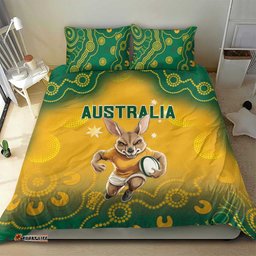 Australia Rugby 2024 Bedding Set Go Wallabies Aboriginal Pattern