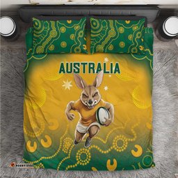 Australia Rugby 2024 Bedding Set Go Wallabies Aboriginal Pattern