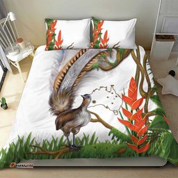 Australia Superb Lyrebird Bedding Set Aussie Map - Rainforest Vibes