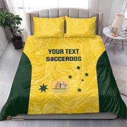 Custom Australia Socceroos Bedding Set Go Aussie Marble Pattern Sporty Style