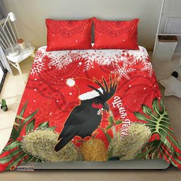 Personalised Palm Cockatoo Australia Christmas Bedding Set Merry Chrissie - Banksia Flowers