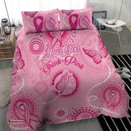 Personalised Australia Indigenous Bedding Set Breast Cancer Ribbon Think Pink - Pink Version