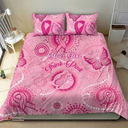 Personalised Australia Indigenous Bedding Set Breast Cancer Ribbon Think Pink - Pink Version