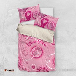 Personalised Australia Indigenous Bedding Set Breast Cancer Ribbon Think Pink - Pink Version