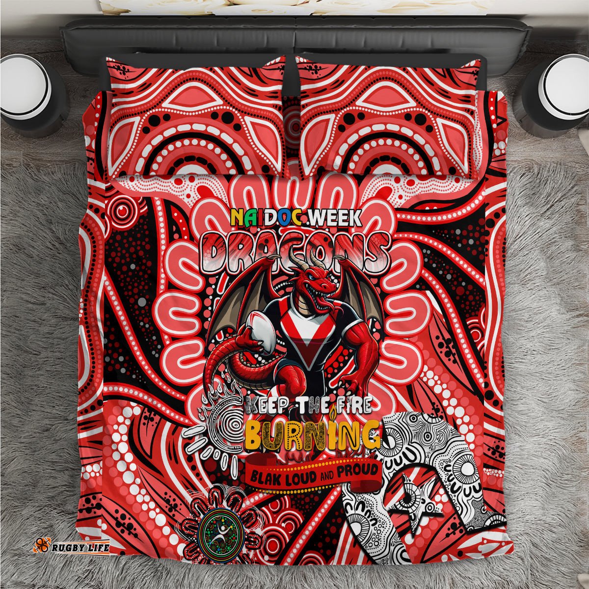 NAIDOC Week 2024 Dragons Bedding Set Mascot Rugby DT02