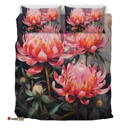 Australia Waratah Bedding Set - Waratah Oil Painting Abstract Ver3 Bedding Set