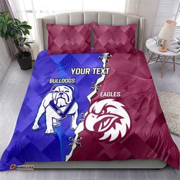 Personalised Bulldogs And Eagles Rugby Bedding Set Dynamic Style