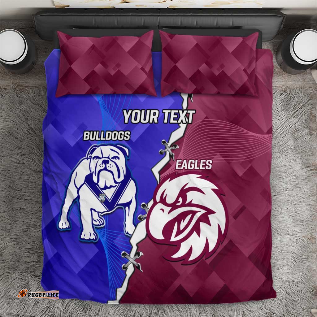 Personalised Bulldogs And Eagles Rugby Bedding Set Dynamic Style