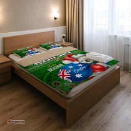 Aboriginal Christmas Bedding Set - Custom Australia Koala Ugly Christmas with Aboriginal Inspired Green Bedding Set