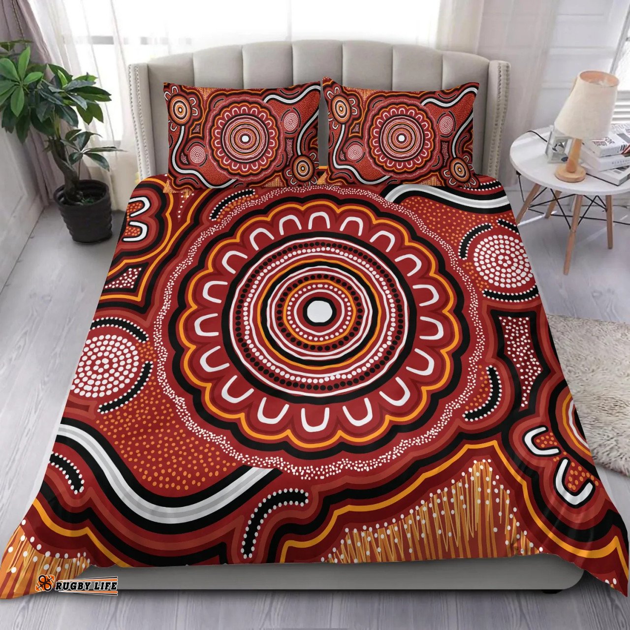 Australia Aboriginal Inspired Bedding Set - Aboriginal Inspired Dot Art Painting VER 13