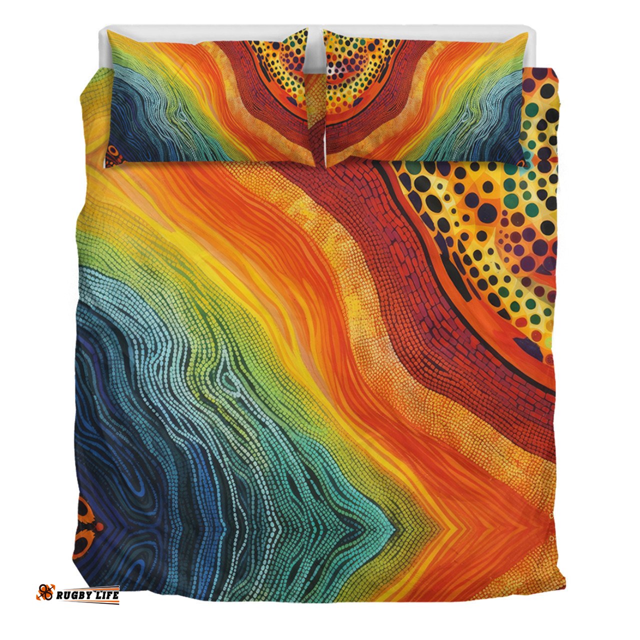 Australia Aboriginal Bedding Set - Australian Indigenous Aboriginal Art And Dot Painting Techniques Bedding Set
