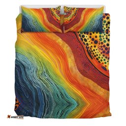 Australia Aboriginal Bedding Set - Australian Indigenous Aboriginal Art And Dot Painting Techniques Bedding Set
