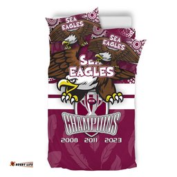 Manly Warringah Sea Eagles Bedding Set Talent Win Games But Teamwork And Intelligence Win Championships With Aboriginal Style