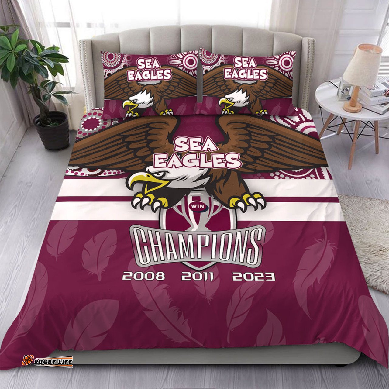 Manly Warringah Sea Eagles Bedding Set Talent Win Games But Teamwork And Intelligence Win Championships With Aboriginal Style