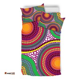 Australia Aboriginal Bedding Set - Aboriginal Rainbow Dot Inspired Bedding Set