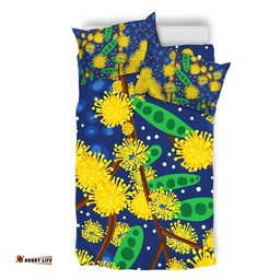 Australia Aboriginal Bedding Set - Australian Yellow Wattle Flower Artwork Bedding Set