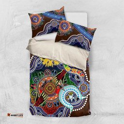 Custom NAIDOC Week 2024 Hawthorn Hawks Bedding Set Australia Aboriginal Dot Painting DT02