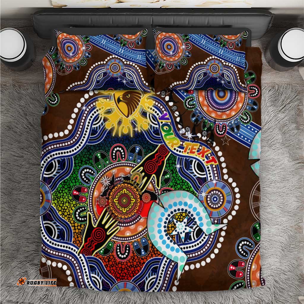 Custom NAIDOC Week 2024 Hawthorn Hawks Bedding Set Australia Aboriginal Dot Painting DT02