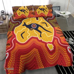 Australia Aboriginal Inspired Bedding Set - Indigenous Kangaroo
