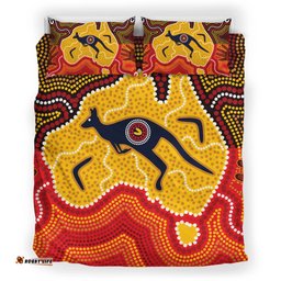 Australia Aboriginal Inspired Bedding Set - Indigenous Kangaroo