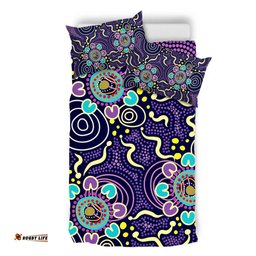 Australia Aboriginal Bedding Set - Purple Painting With Aboriginal Inspired Dot Bedding Set