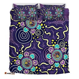 Australia Aboriginal Bedding Set - Purple Painting With Aboriginal Inspired Dot Bedding Set