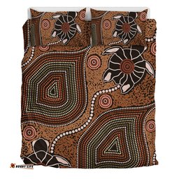 Australia Aboriginal Bedding Set - Aboriginal Turtle Art Background Bedding Set