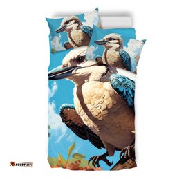 Australia Kookaburra Bedding Set - Kookaburra Blue Background Bedding Set