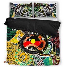 Australia Rainbow Serpent Aboriginal Bedding Set - Dreamtime Rainbow Serpent Creates Australia Bedding Set