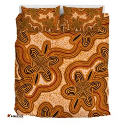 Australia Aboriginal Bedding Set - Aboriginal Art Background Connection Concept Bedding Set