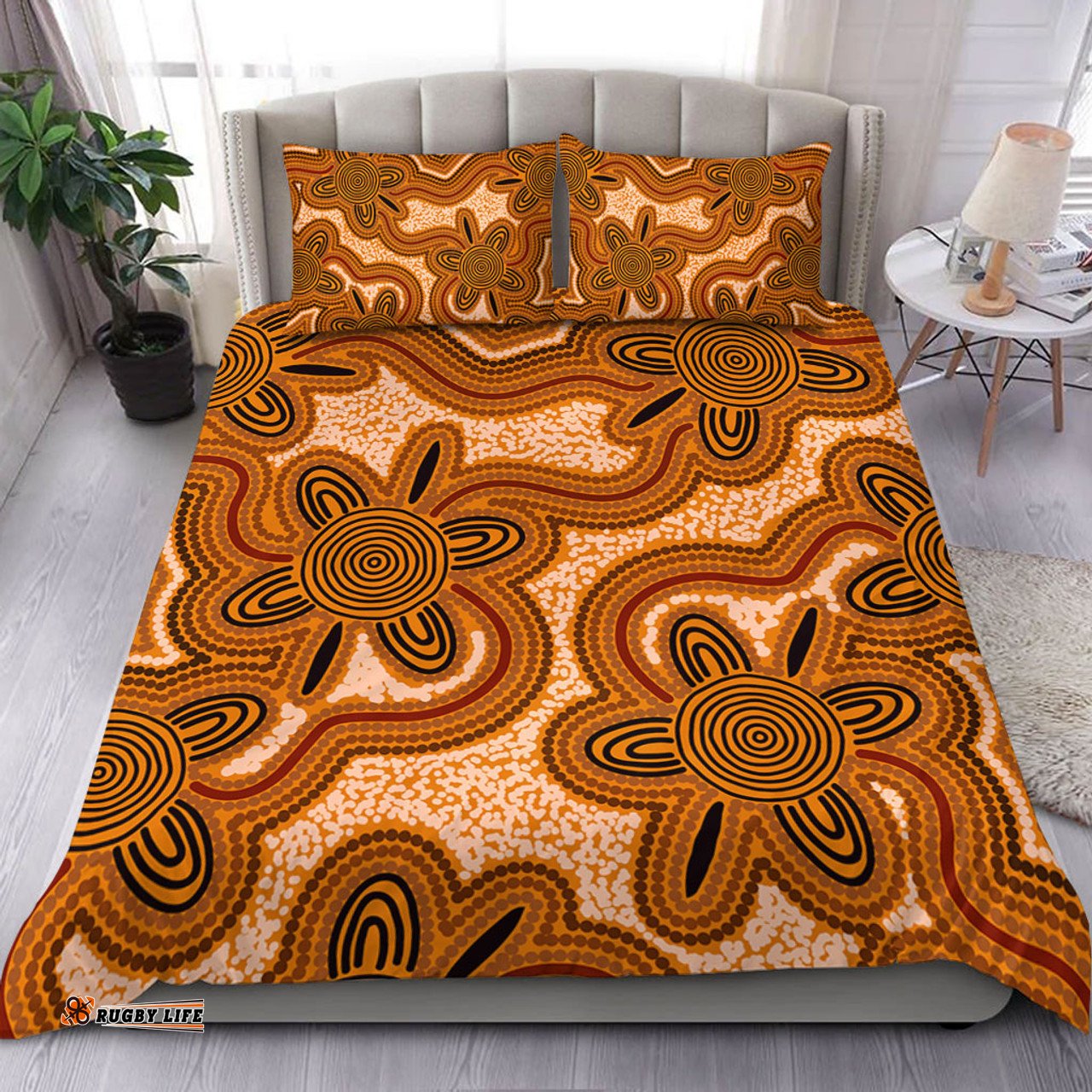 Australia Aboriginal Bedding Set - Aboriginal Art Background Connection Concept Bedding Set