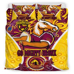 Brisbane Broncos Custom Bedding Set - Go Mighty Broncos Indigenous Art