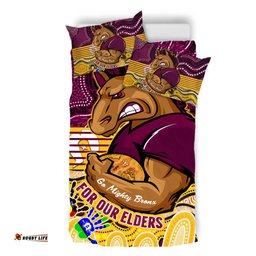 Brisbane Broncos Naidoc Week Custom Bedding Set - Brisbane Broncos For Our Elders Aboriginal Inspired Bedding Set