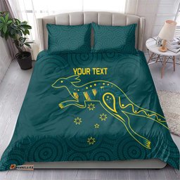 Custom Australia Rugby Bedding Set Proud of Aussie Kangaroo