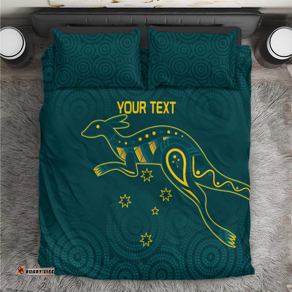 Custom Australia Rugby Bedding Set Proud of Aussie Kangaroo