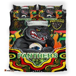 Penrith Panthers Christmas Bedding Set - Custom Christmas Indigenous Penrith Panthers Bedding Set